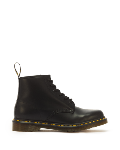 101 Yellow Stitch Smooth Leather Ankle Boots in Black