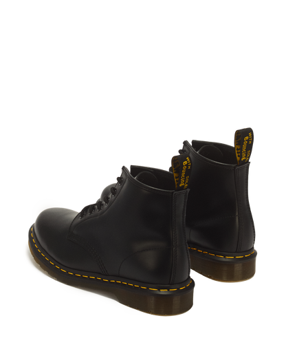 101 Yellow Stitch Smooth Leather Ankle Boots in Black