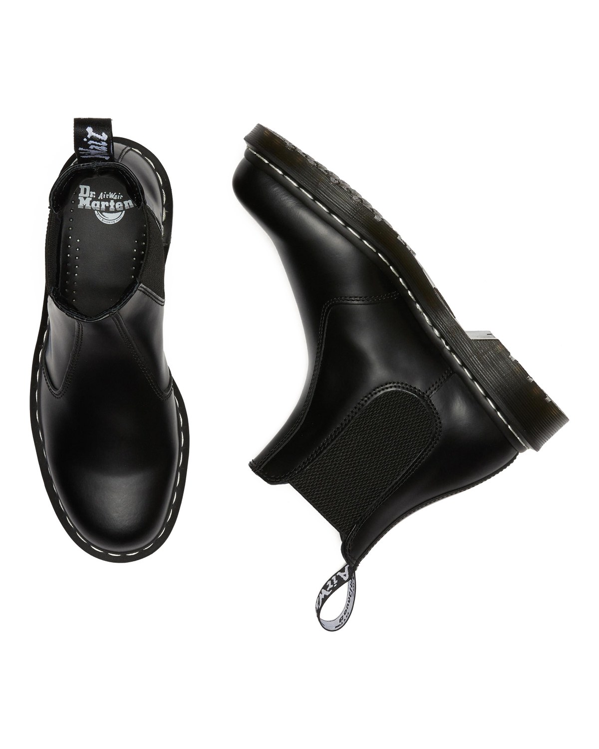 2976 Contrast Leather Chelsea Boots in Black