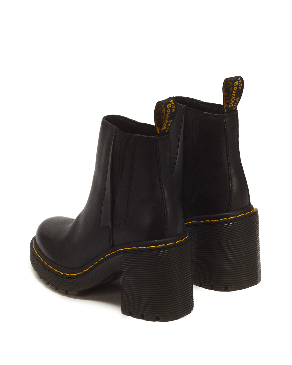 Spence Leather Flared Heel Chelsea Boots in Black