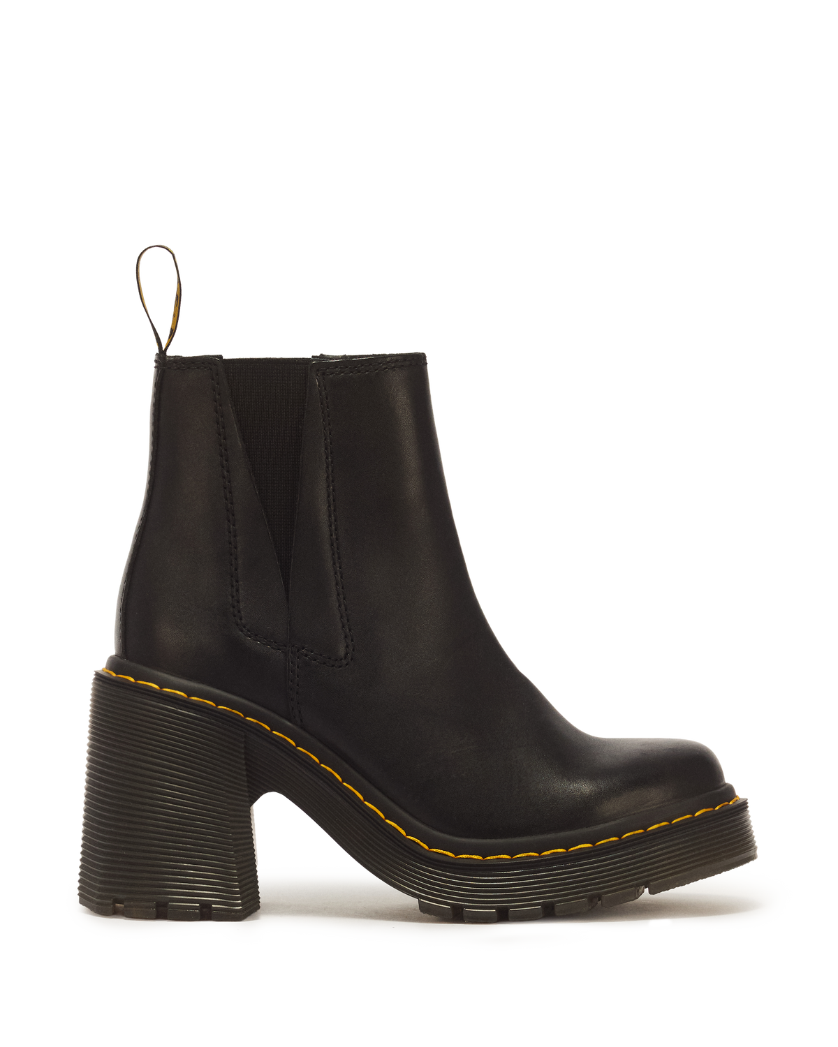 Spence Leather Flared Heel Chelsea Boots in Black