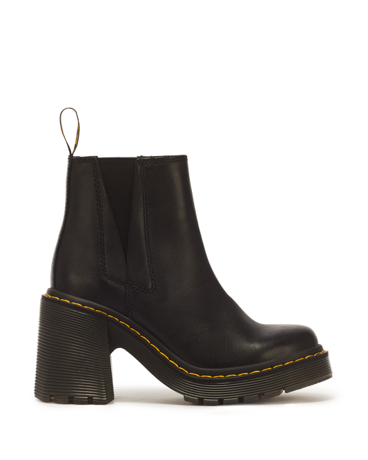 Spence Leather Flared Heel Chelsea Boots in Black