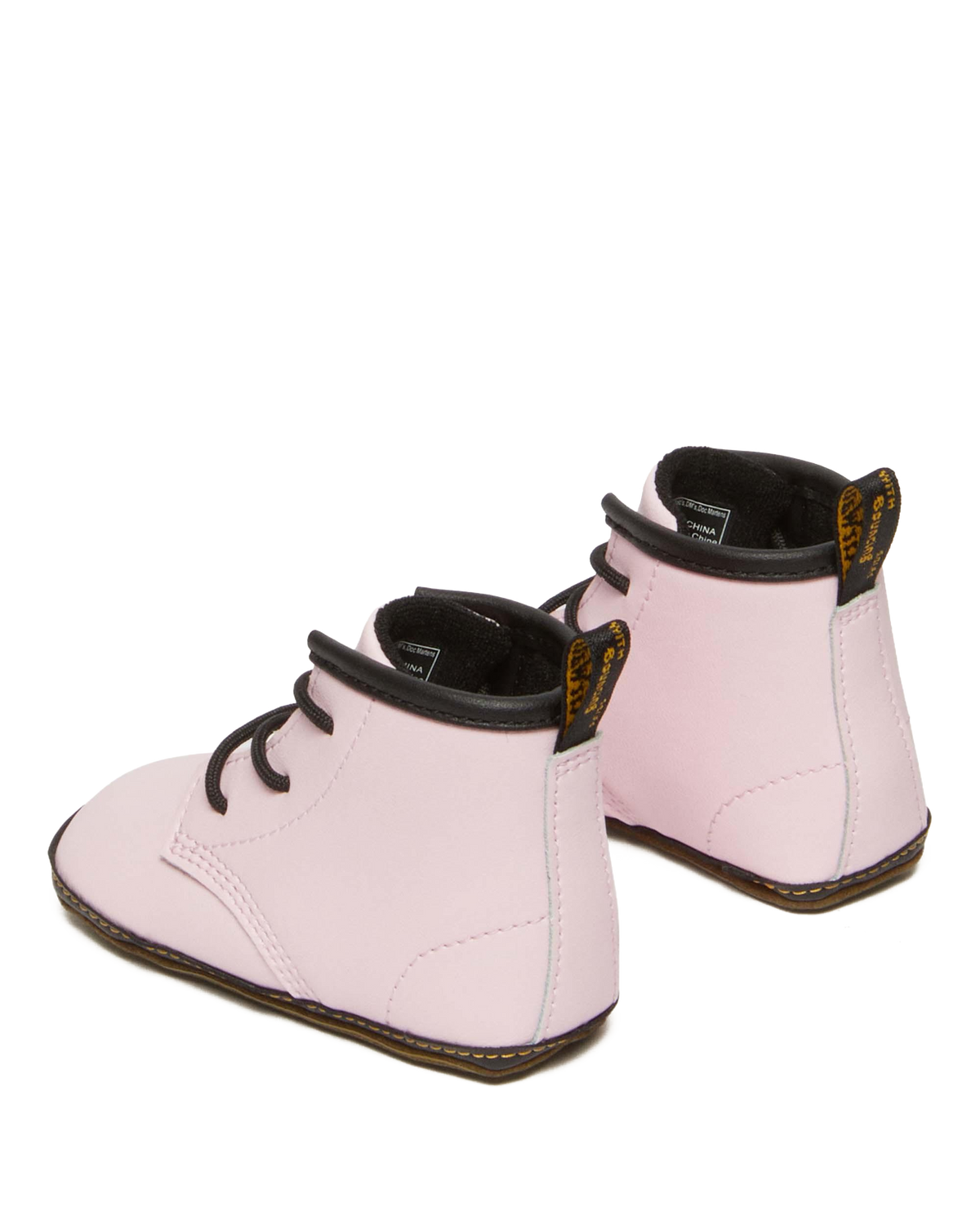 Newborn 1460 Auburn Leather Booties in Pale Pink