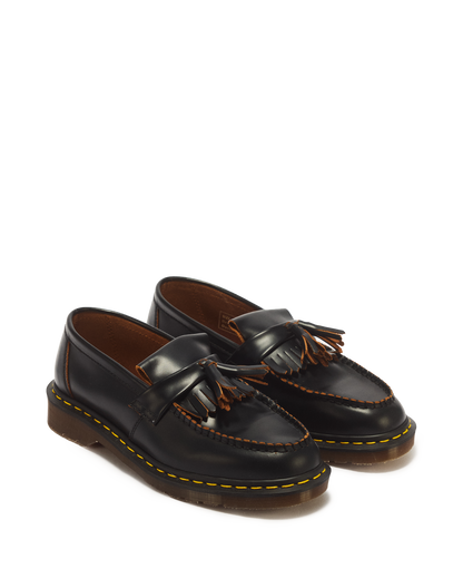 Adrian Made in England Quilon Leather Tassel Loafers in Black
