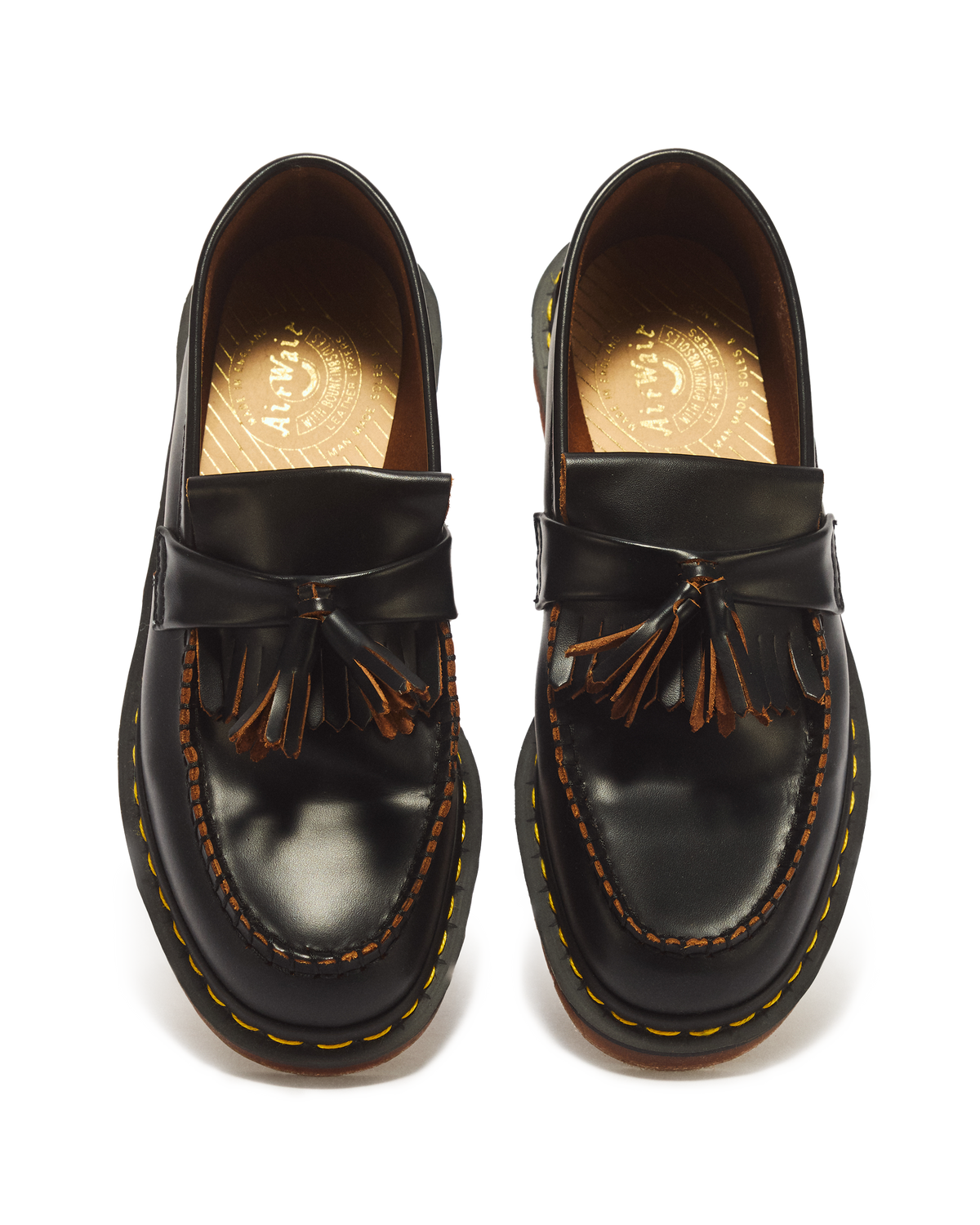 Adrian Made in England Quilon Leather Tassel Loafers in Black
