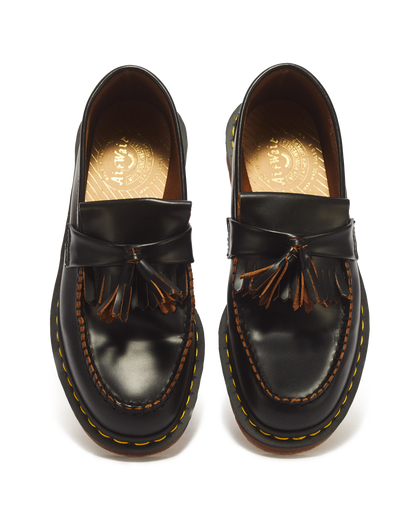 Adrian Made in England Quilon Leather Tassel Loafers in Black