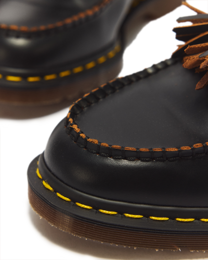 Adrian Made in England Quilon Leather Tassel Loafers in Black