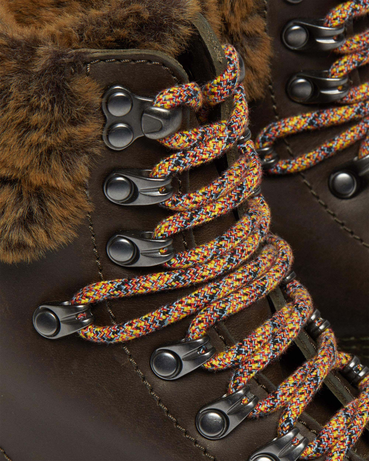 1460 Serena Collar Faux Fur Lined Lace Up Boots in Grey