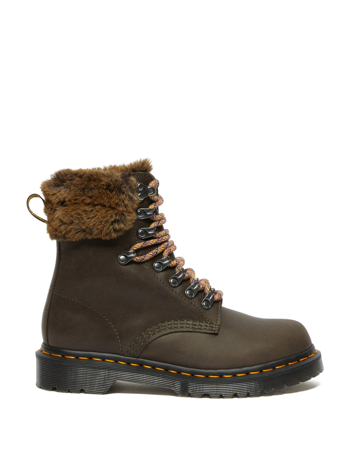 1460 Serena Collar Faux Fur Lined Lace Up Boots in Grey