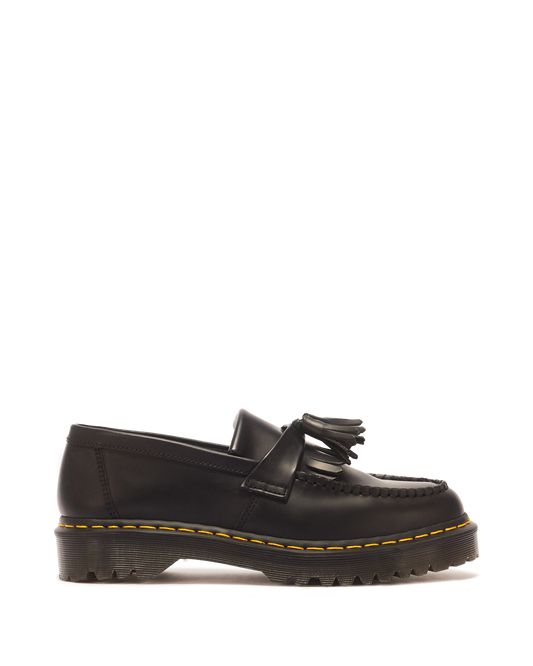 Adrian Bex Smooth Leather Tassel Loafers in Black