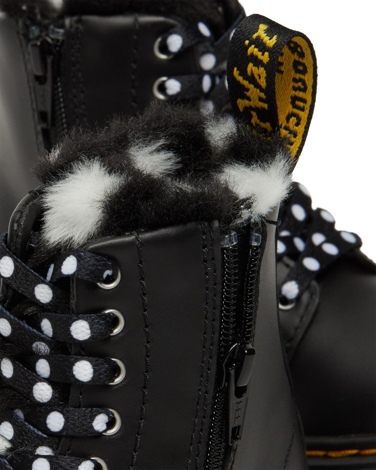 Toddler 1460 Serena Faux Fur Lined Leather Lace Up Boots in Black