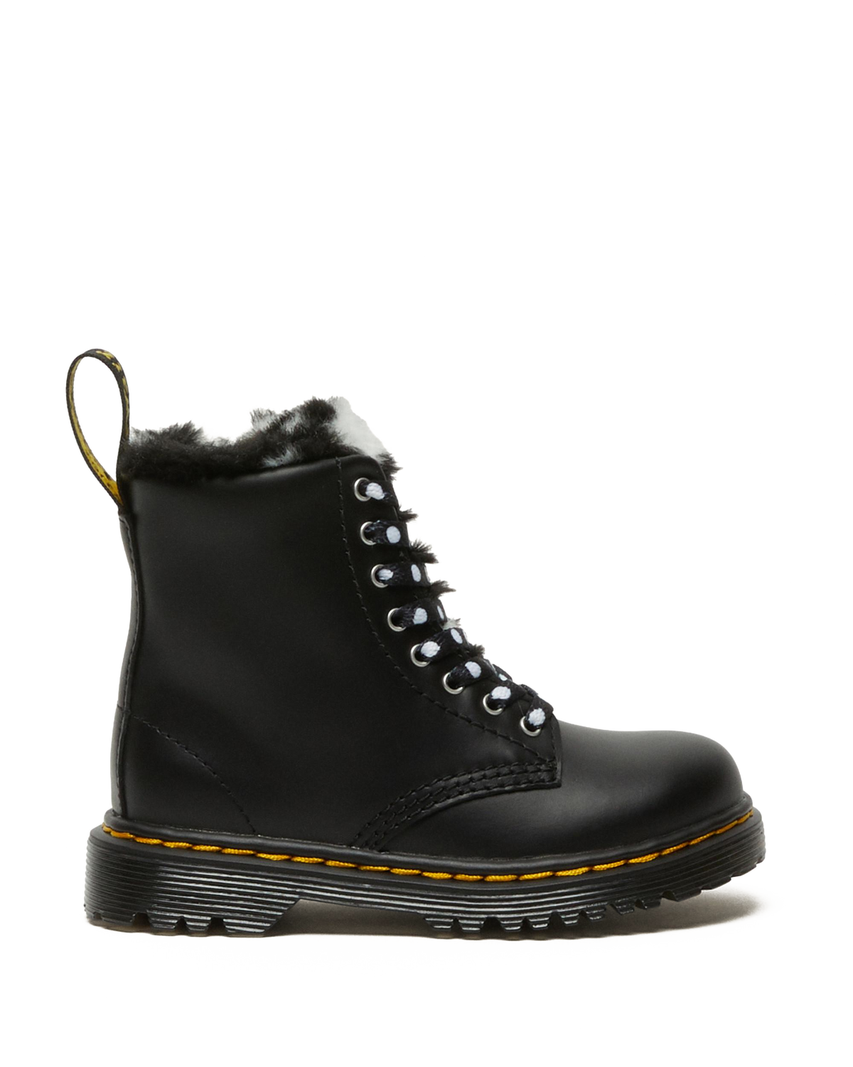 Toddler 1460 Serena Faux Fur Lined Leather Lace Up Boots in Black