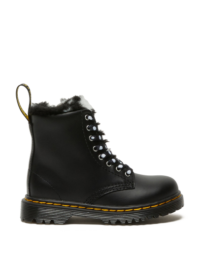 Toddler 1460 Serena Faux Fur Lined Leather Lace Up Boots in Black