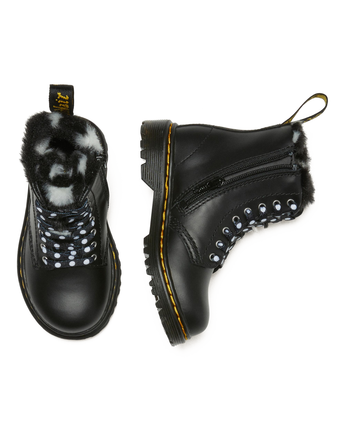 Toddler 1460 Serena Faux Fur Lined Leather Lace Up Boots in Black