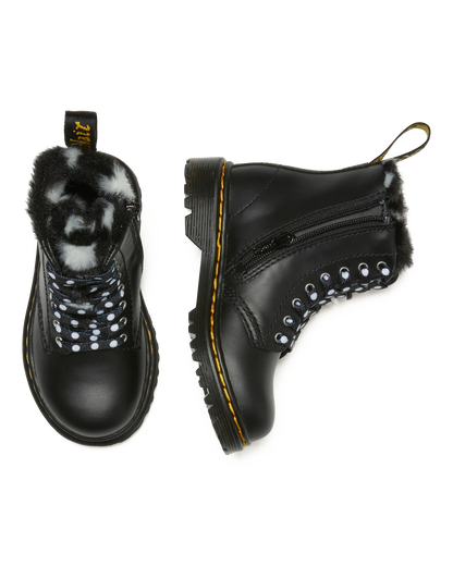 Toddler 1460 Serena Faux Fur Lined Leather Lace Up Boots in Black