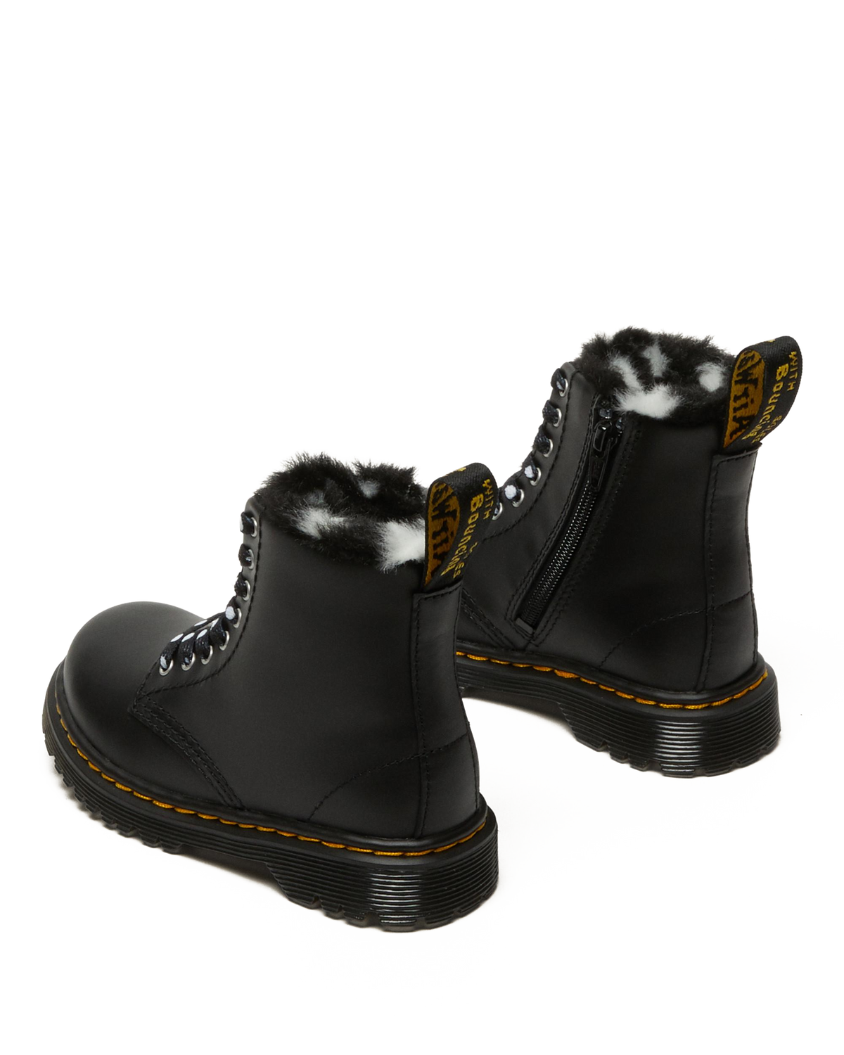 Toddler 1460 Serena Faux Fur Lined Leather Lace Up Boots in Black