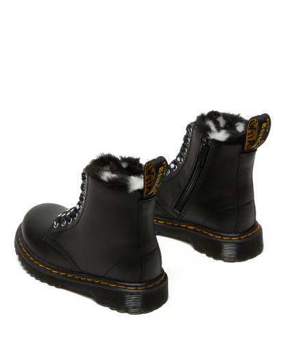 Toddler 1460 Serena Faux Fur Lined Leather Lace Up Boots in Black
