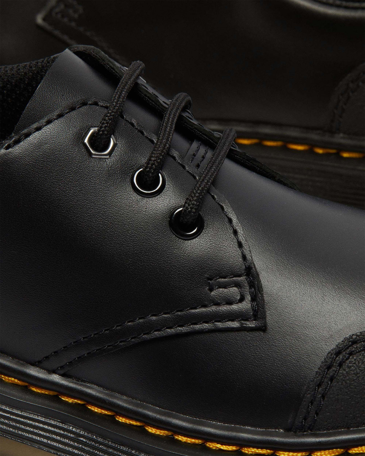 Junior 1461 Overlay Leather Shoes in Black