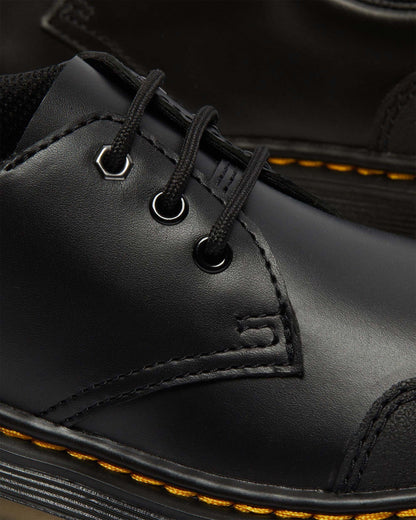 Junior 1461 Overlay Leather Shoes in Black