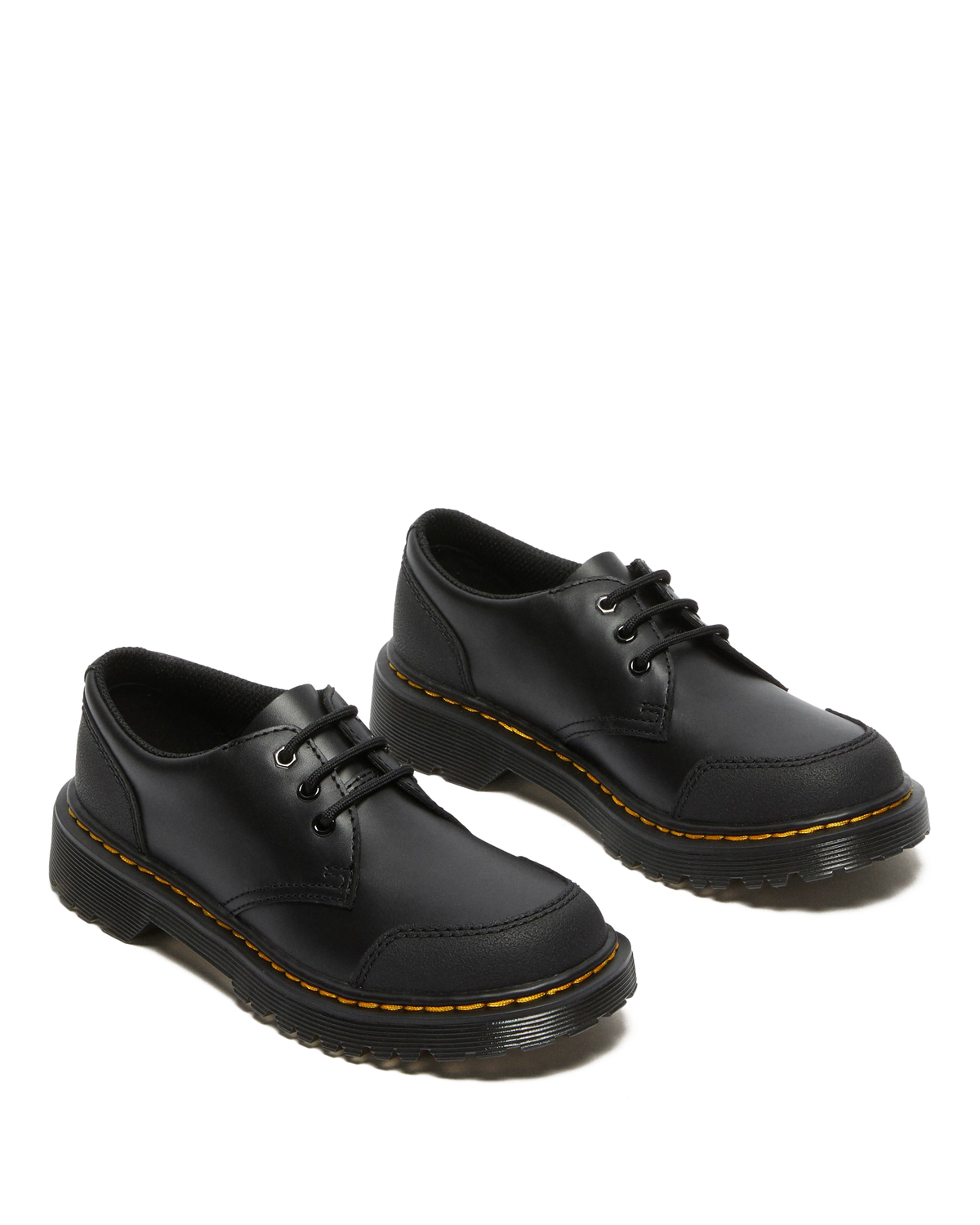 Junior 1461 Overlay Leather Shoes in Black