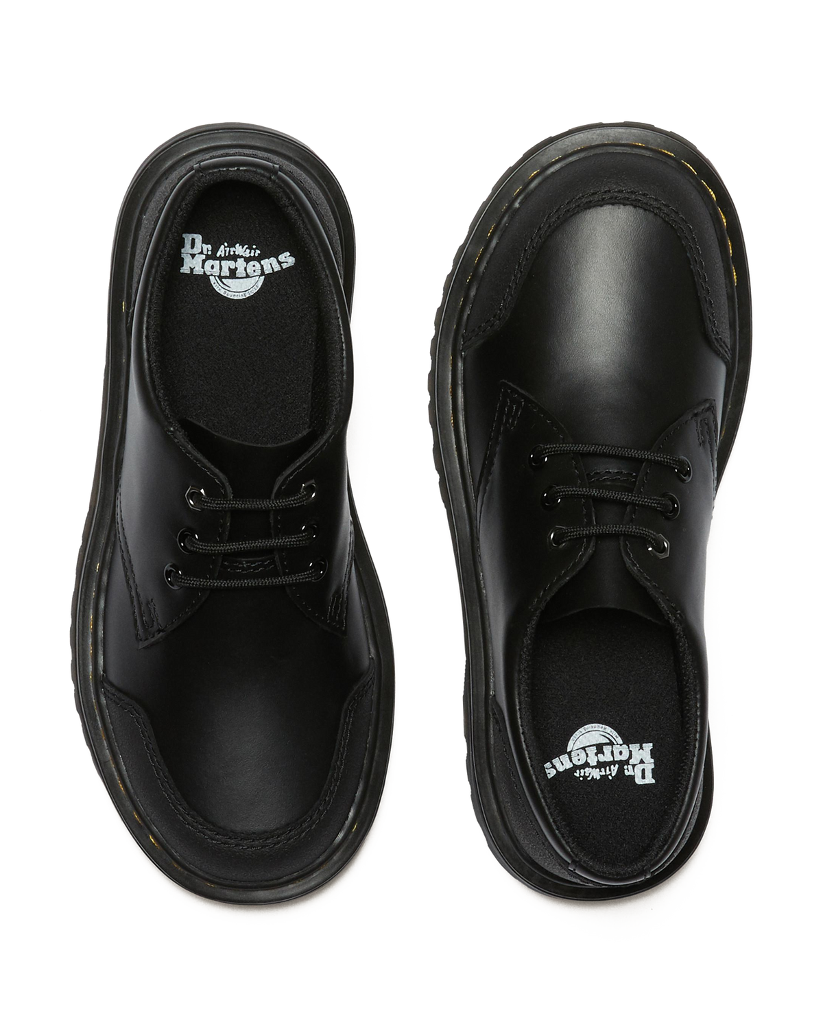 Junior 1461 Overlay Leather Shoes in Black
