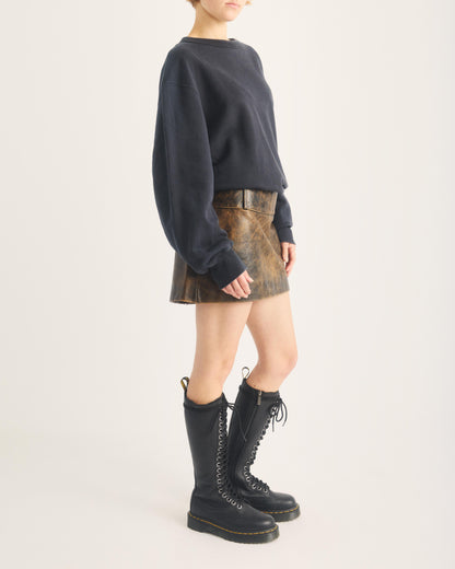 1B60 Bex Pisa Leather Knee High Boots in Black