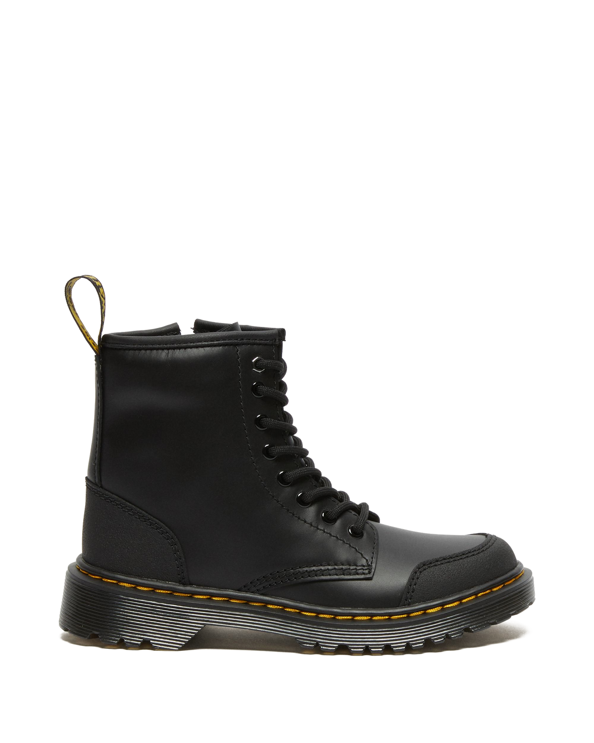 Junior 1460 Overlay Leather Boots in Black