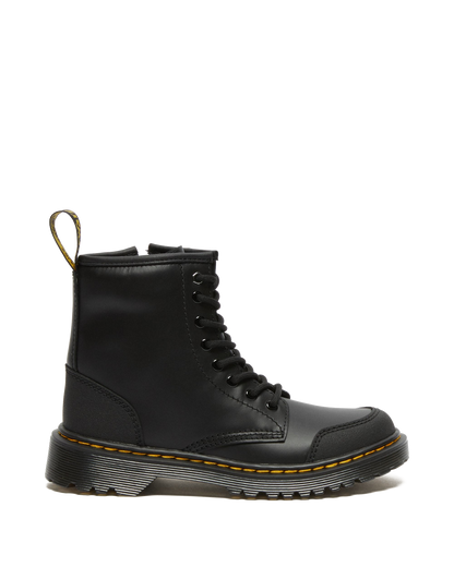 Junior 1460 Overlay Leather Boots in Black