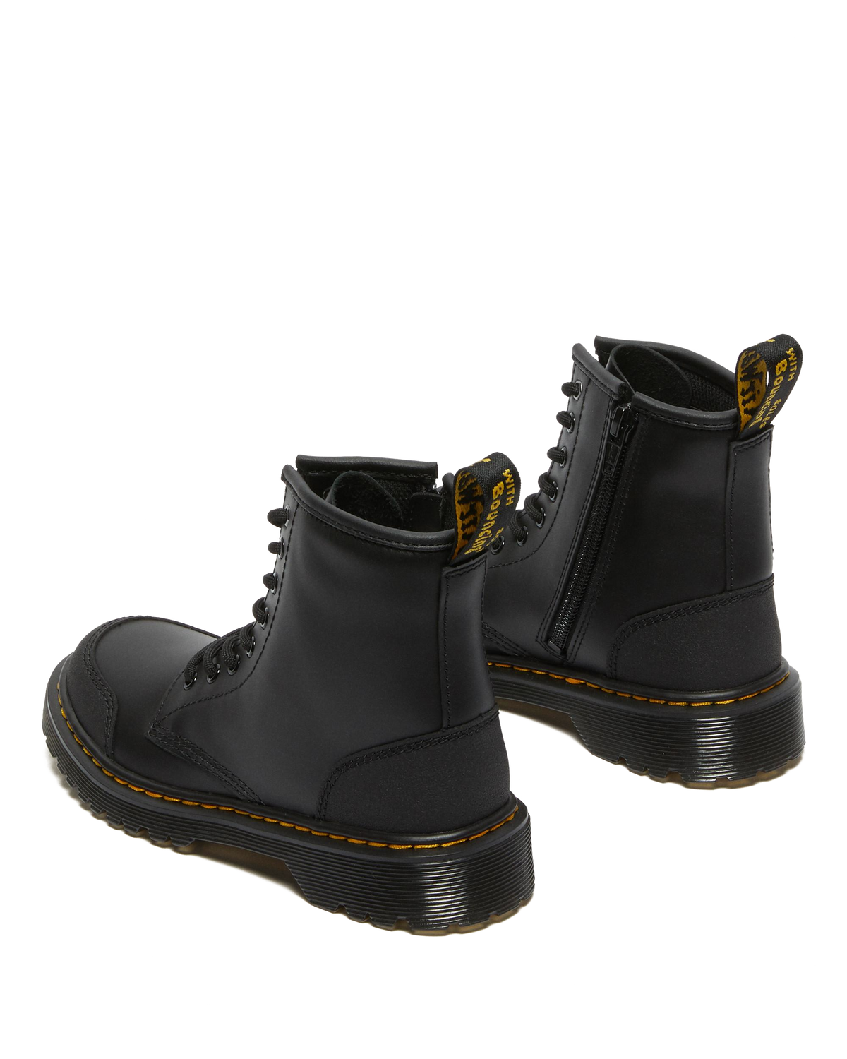 Junior 1460 Overlay Leather Boots in Black