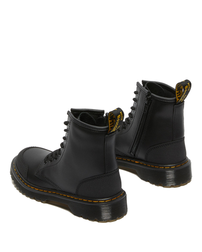 Junior 1460 Overlay Leather Boots in Black