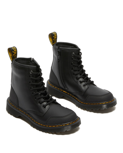 Junior 1460 Overlay Leather Boots in Black