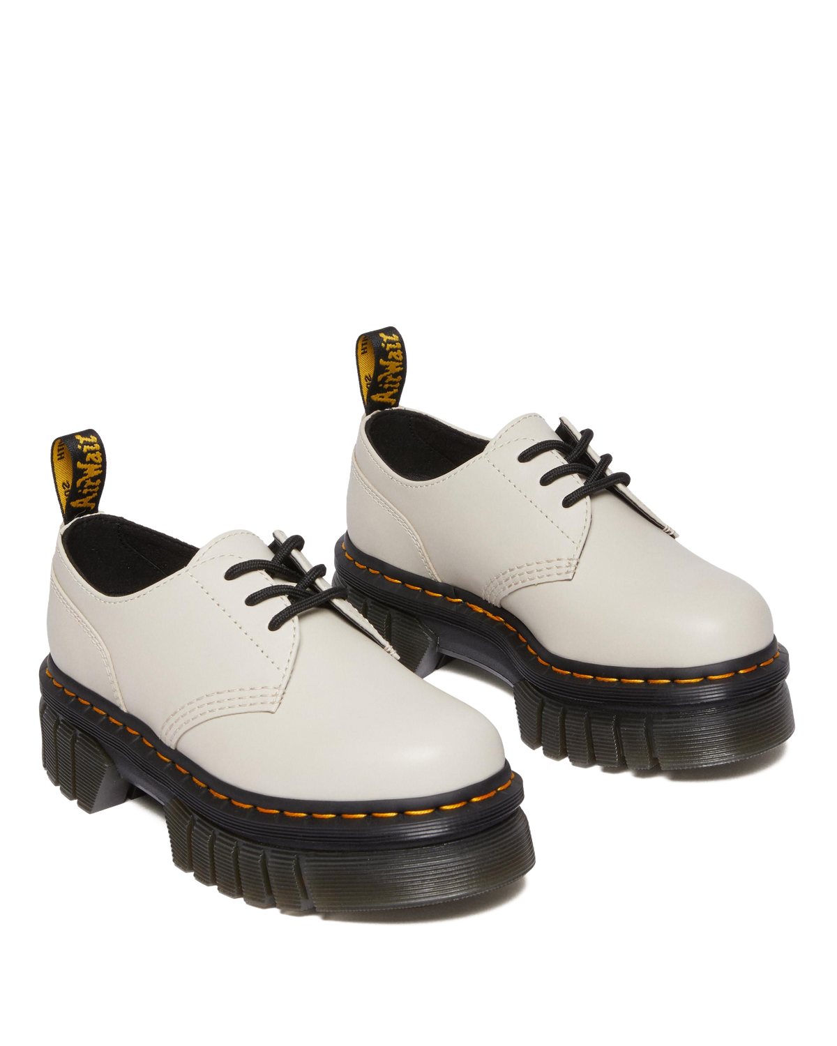 Audrick Nappa Leather Platform Shoes in Cobblestone Grey