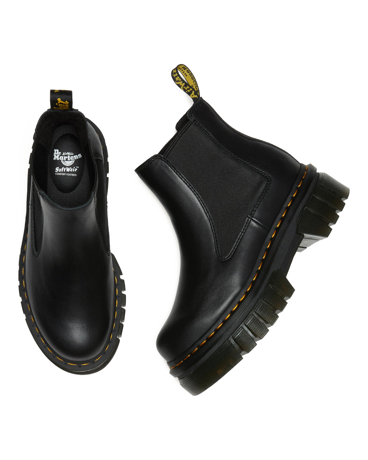 Audrick Nappa Leather Platform Chelsea Boots in Black