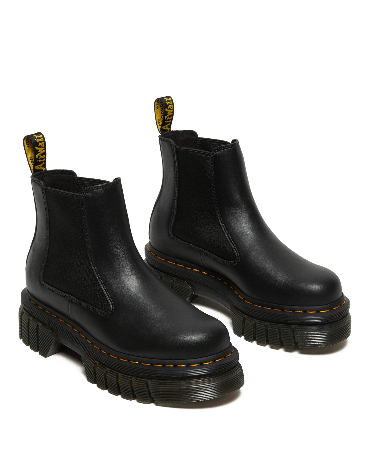 Audrick Nappa Leather Platform Chelsea Boots in Black