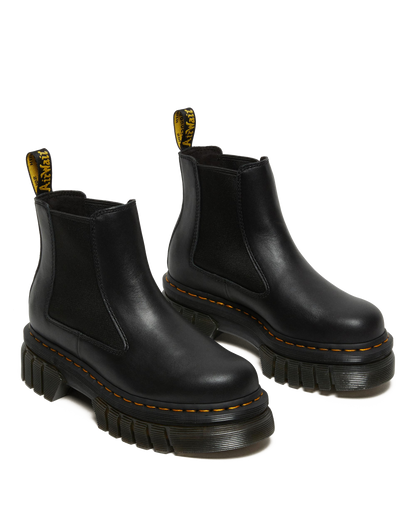 Audrick Nappa Leather Platform Chelsea Boots in Black