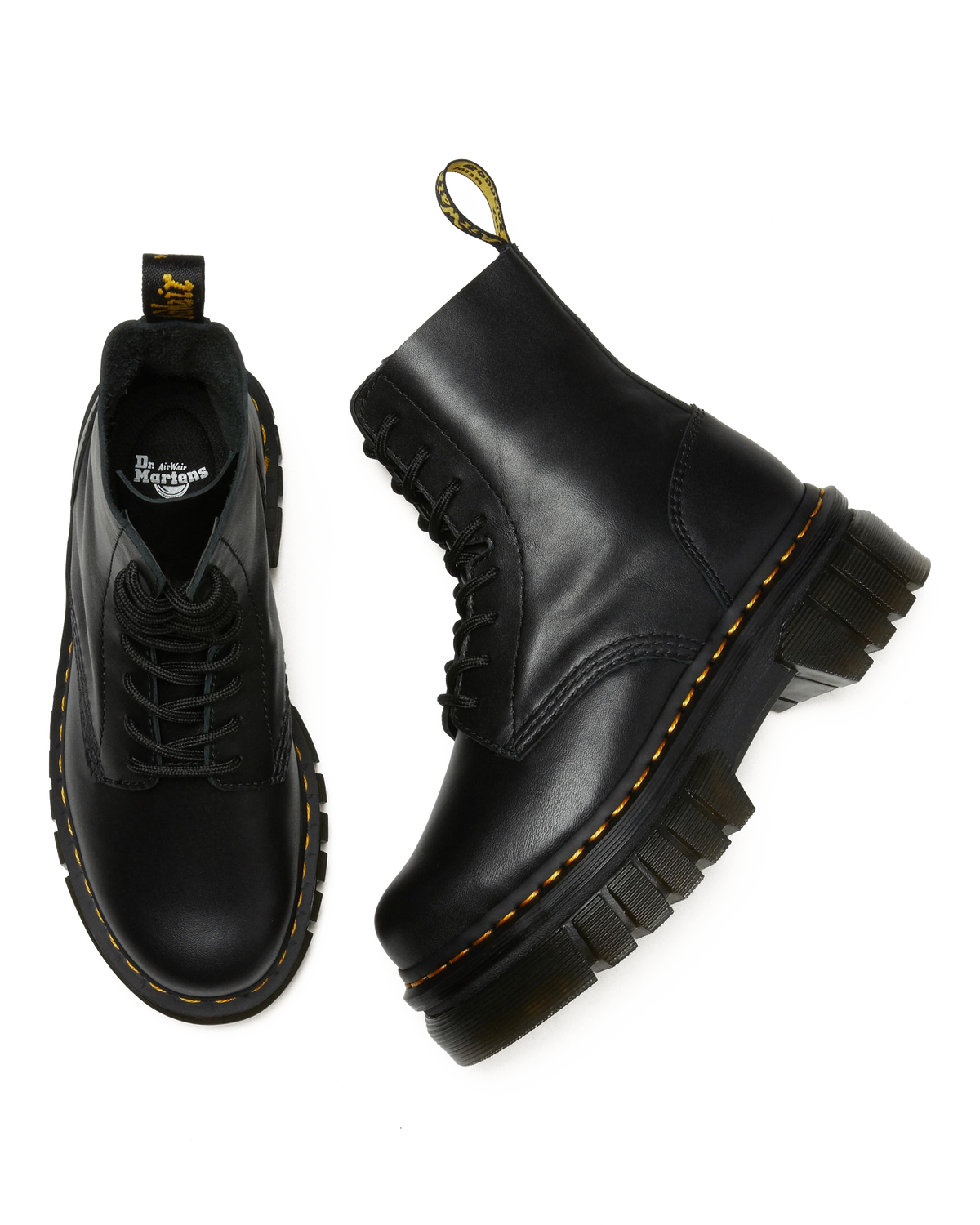 Audrick Nappa Leather Platform Ankle Boots in Black