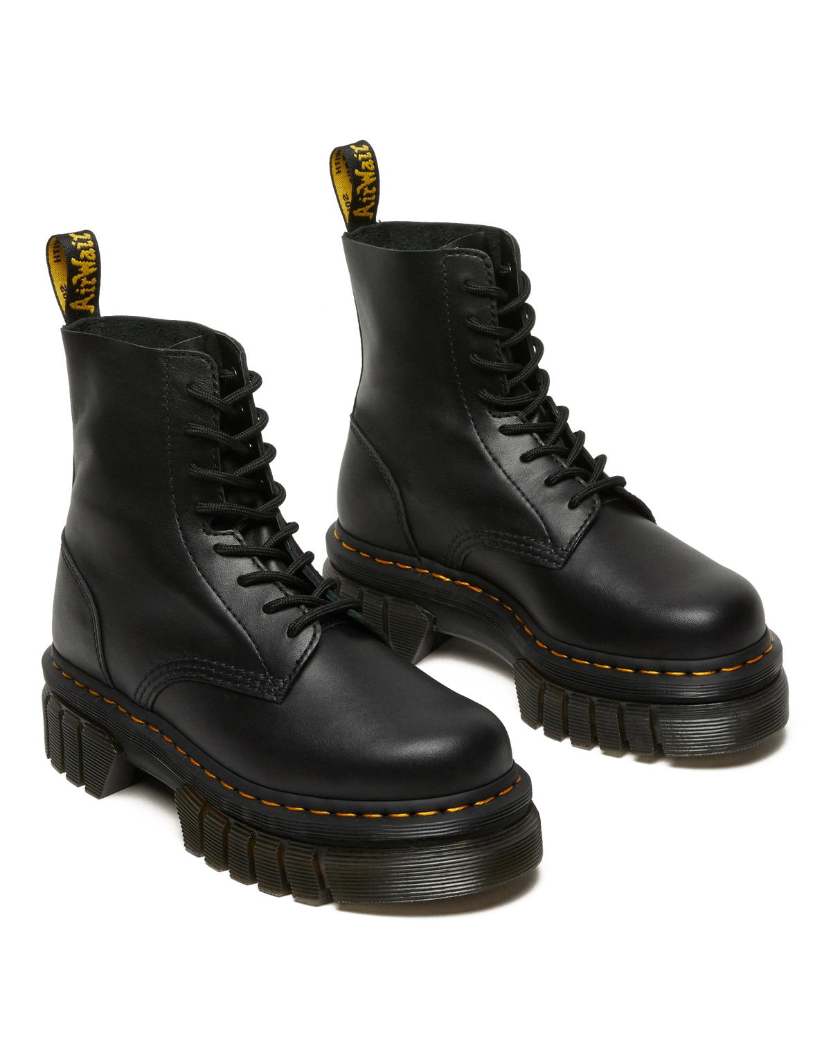 Audrick Nappa Leather Platform Ankle Boots in Black