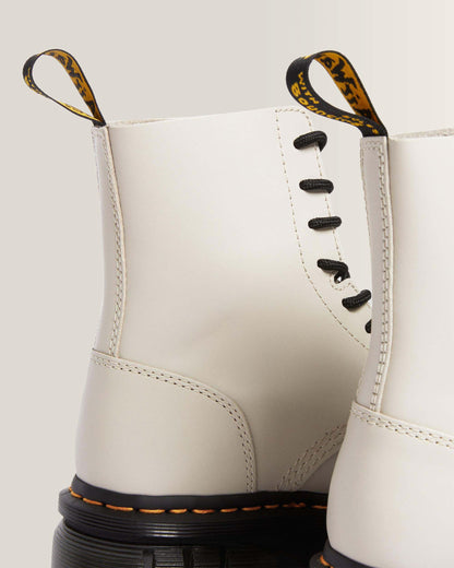 Audrick Nappa Leather Platform Ankle Boots in Cobblestone Grey