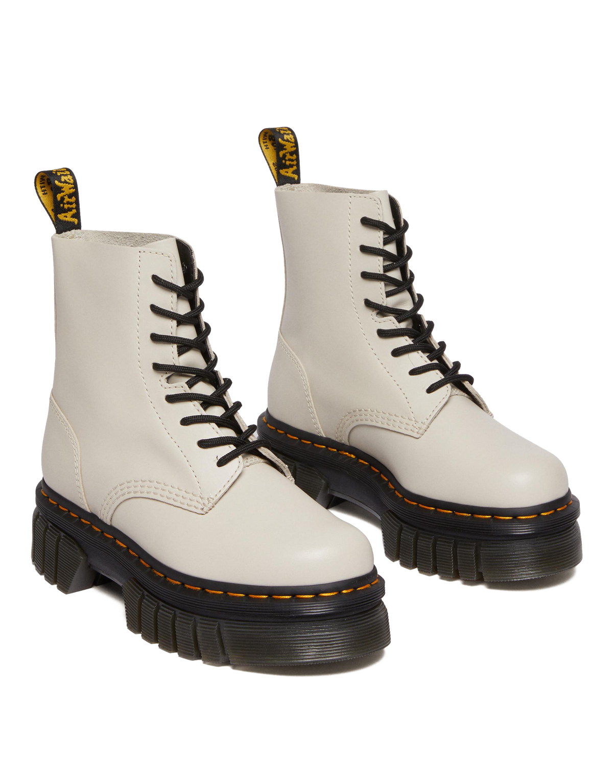 Audrick Nappa Leather Platform Ankle Boots in Cobblestone Grey