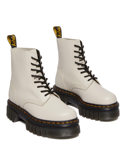 Audrick Nappa Leather Platform Ankle Boots in Cobblestone Grey