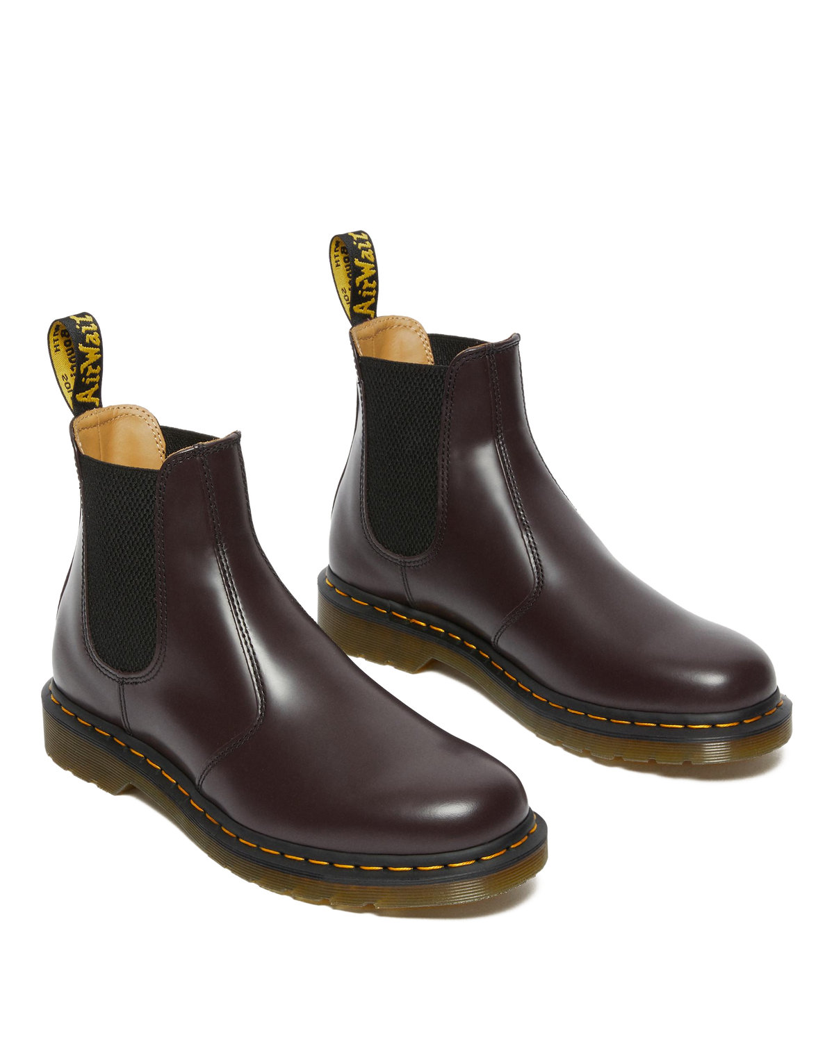 2976 Yellow Stitch Smooth Leather Chelsea Boots in Burgundy