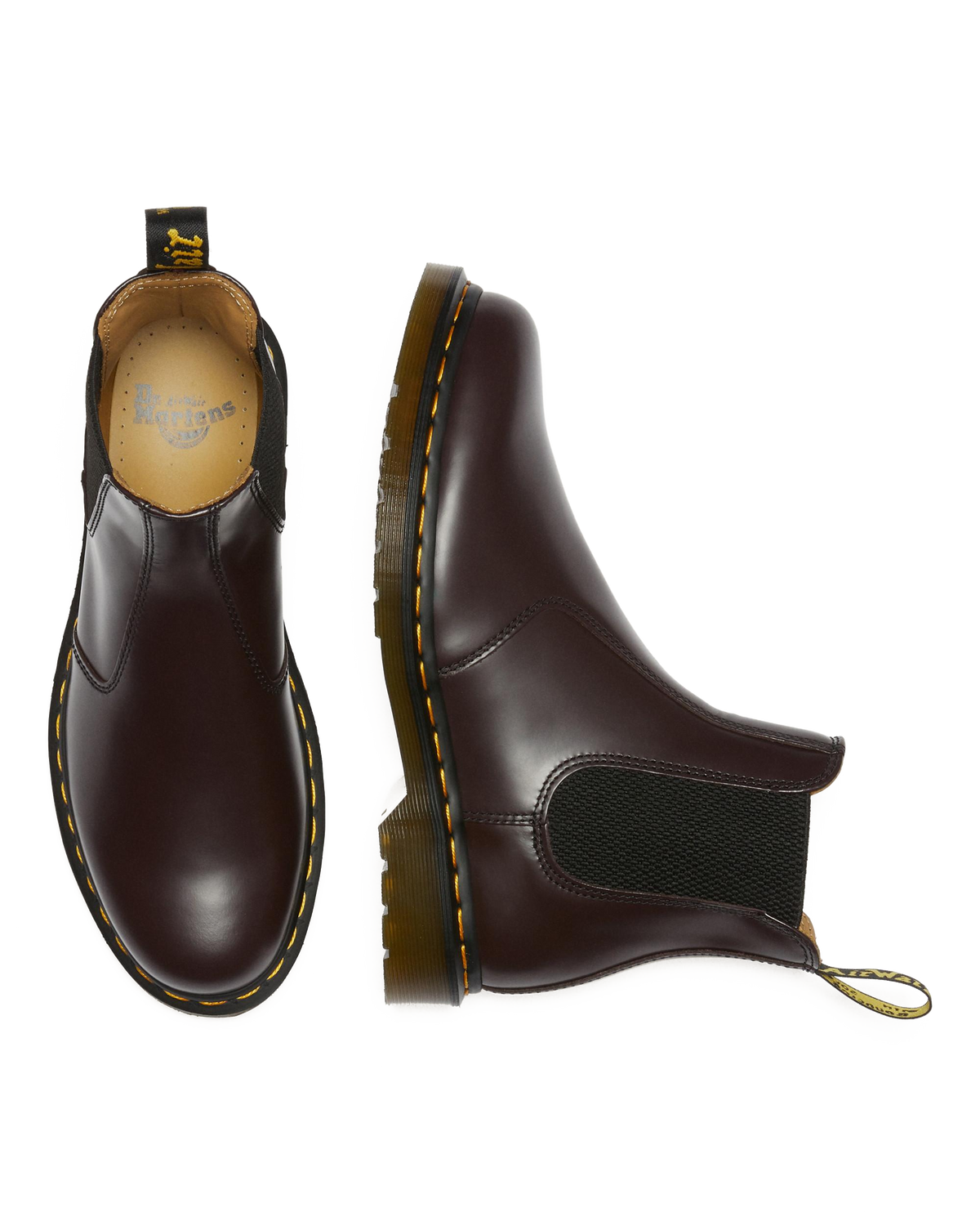 2976 Yellow Stitch Smooth Leather Chelsea Boots in Burgundy