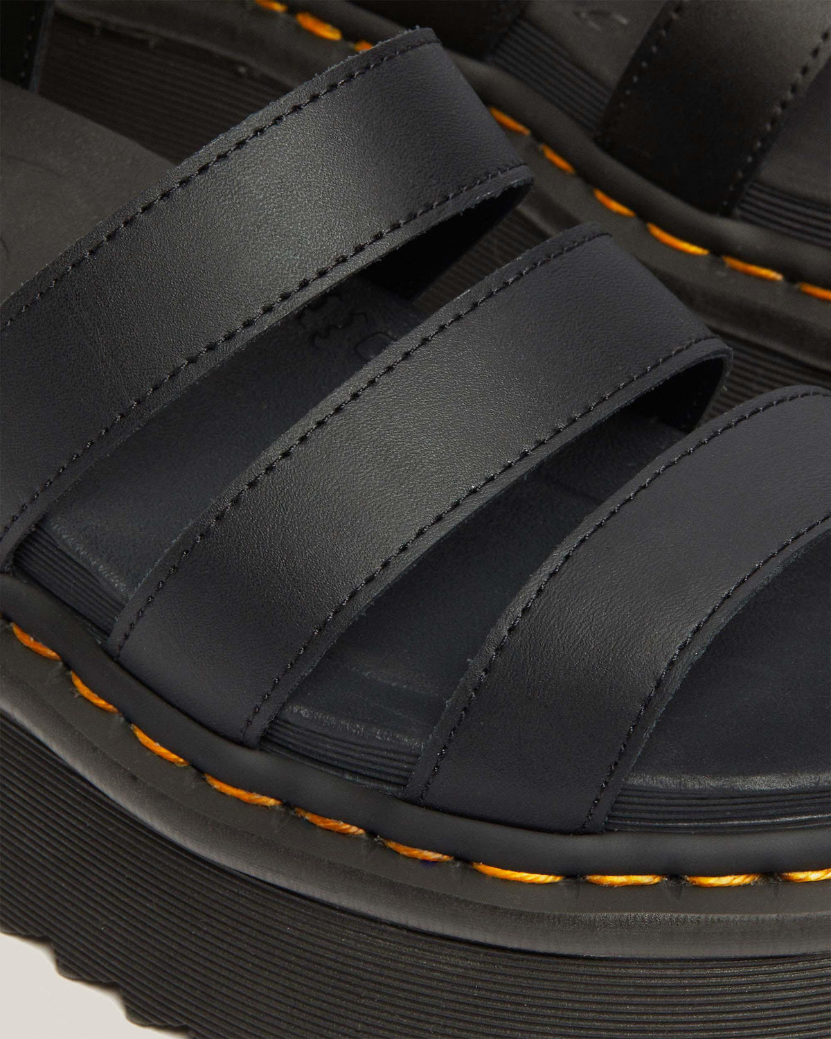 Blaire Hydro Leather Platform Strap Sandals in Black