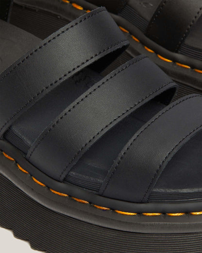 Blaire Hydro Leather Platform Strap Sandals in Black