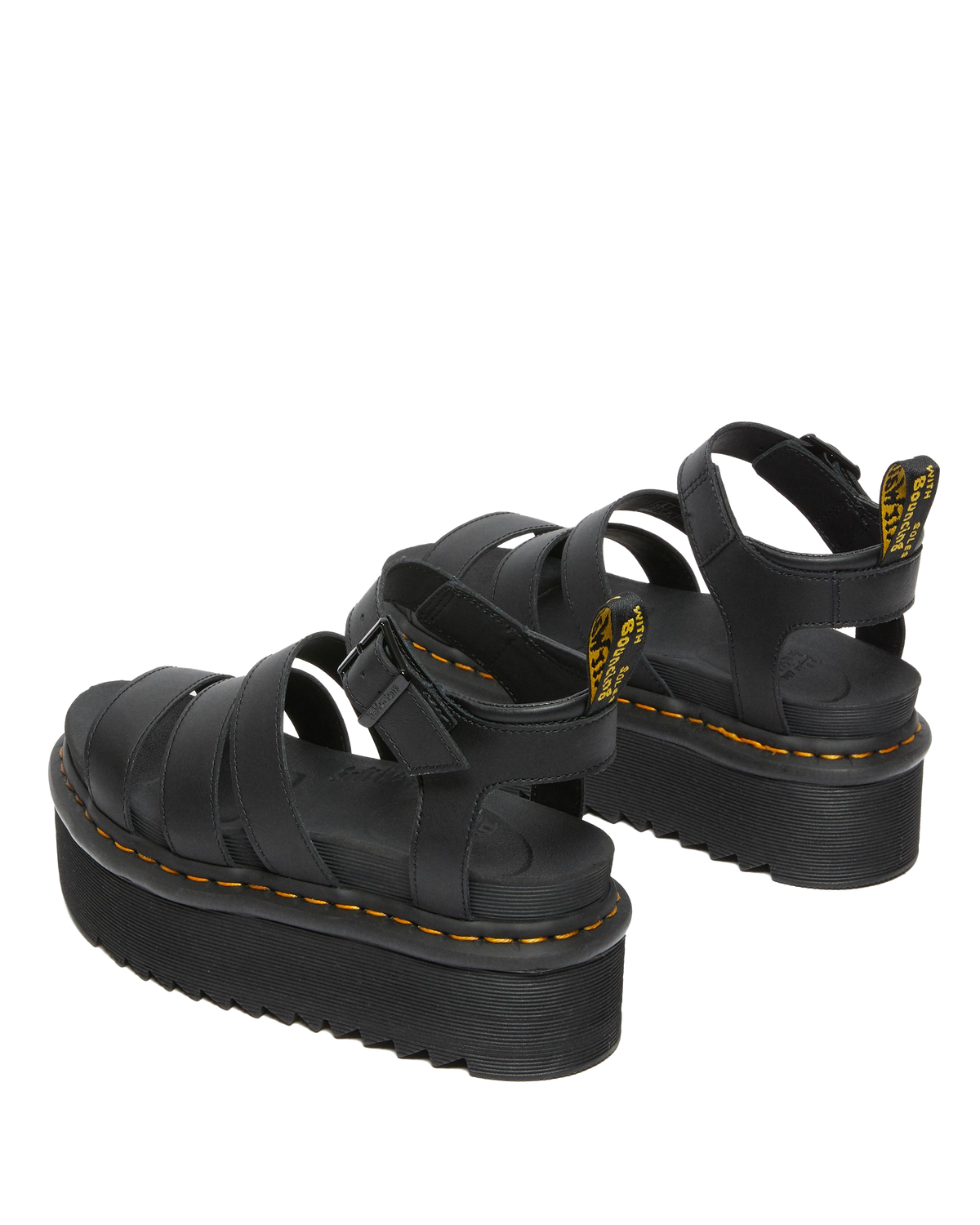 Blaire Hydro Leather Platform Strap Sandals in Black