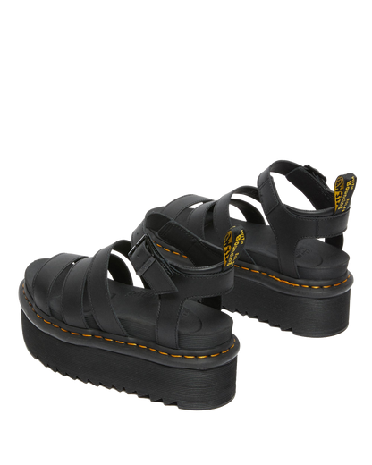 Blaire Hydro Leather Platform Strap Sandals in Black