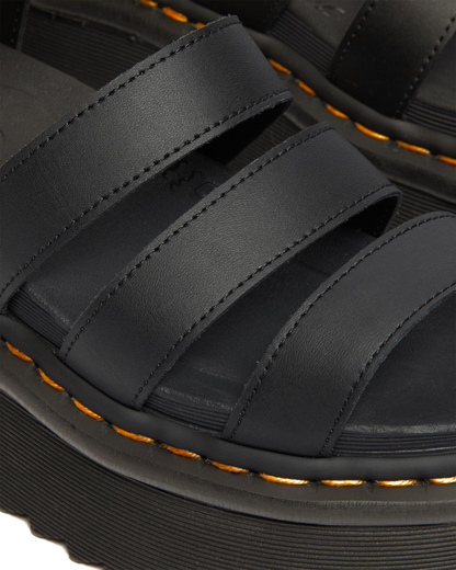 Blaire Hydro Leather Platform Strap Sandals in Black