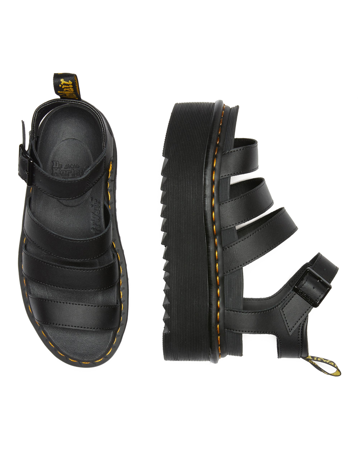 Blaire Hydro Leather Platform Strap Sandals in Black