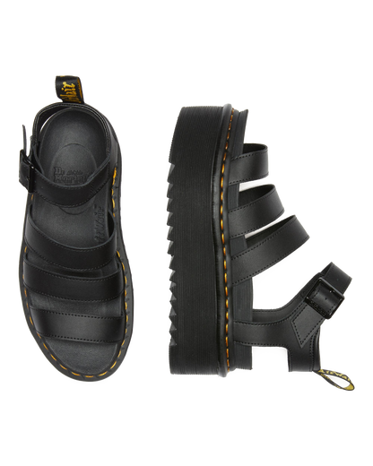 Blaire Hydro Leather Platform Strap Sandals in Black
