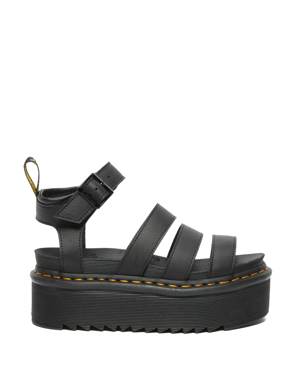 Blaire Hydro Leather Platform Strap Sandals in Black